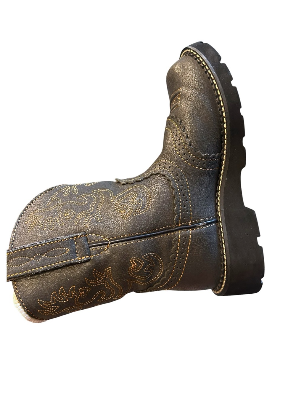 Ariat Fatbaby Boots Rare! Slate Crinkle- Western Tan Stitching Round Toe Sz 6.5B - Picture 9 of 16